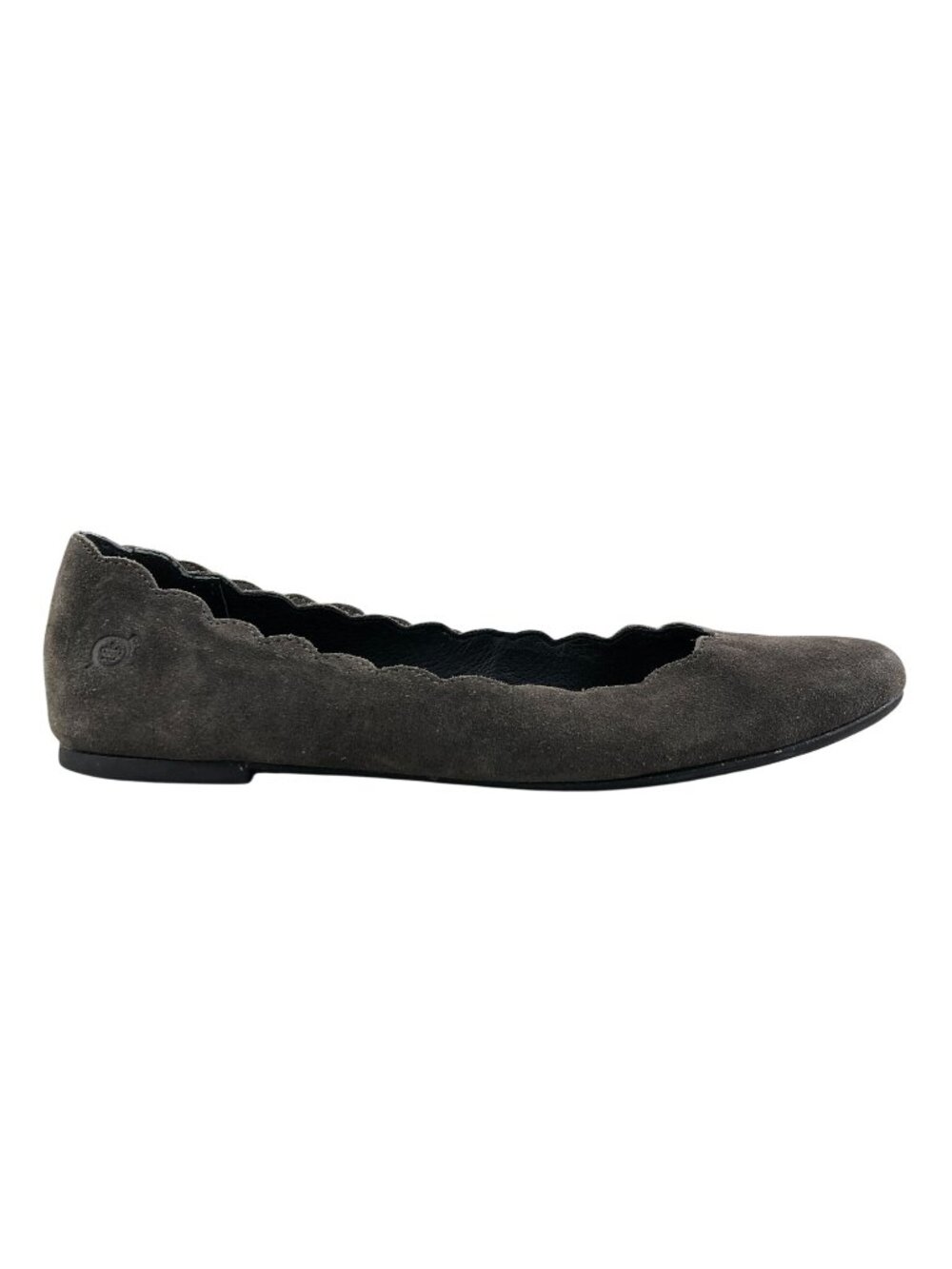 Born Women's Size 11M Allie Brown Suede Leather Scalloped Slip On Ballet Flats